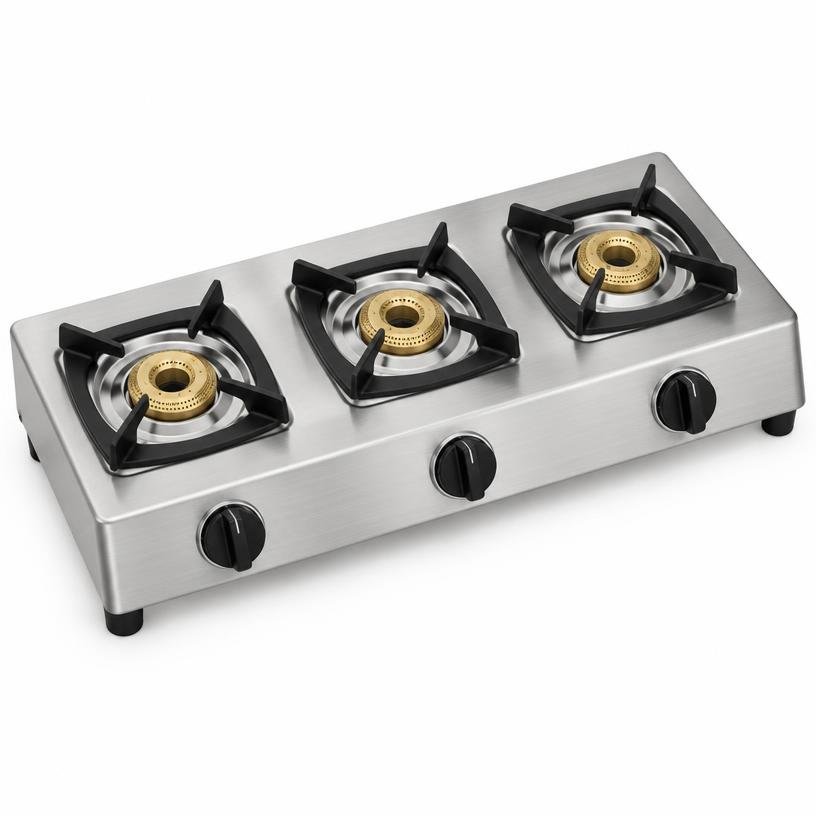 3-Burner Steel Gas Stove